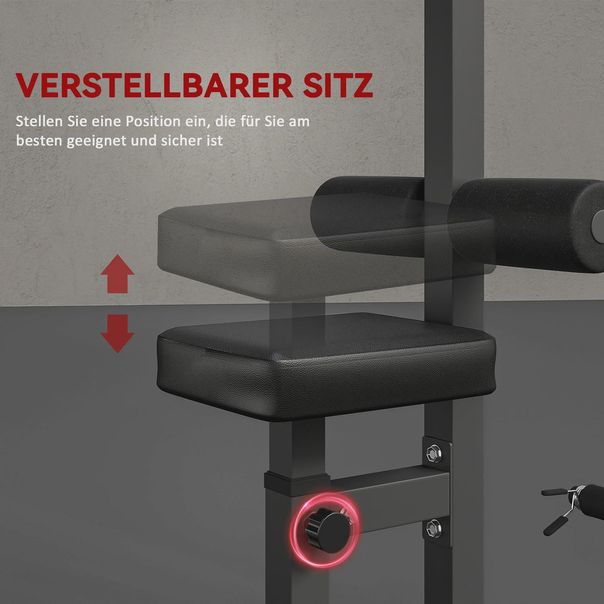Homcom Krachtstation met Katrol en Verstelbare Zitting - Home Gym Fitness Apparaat