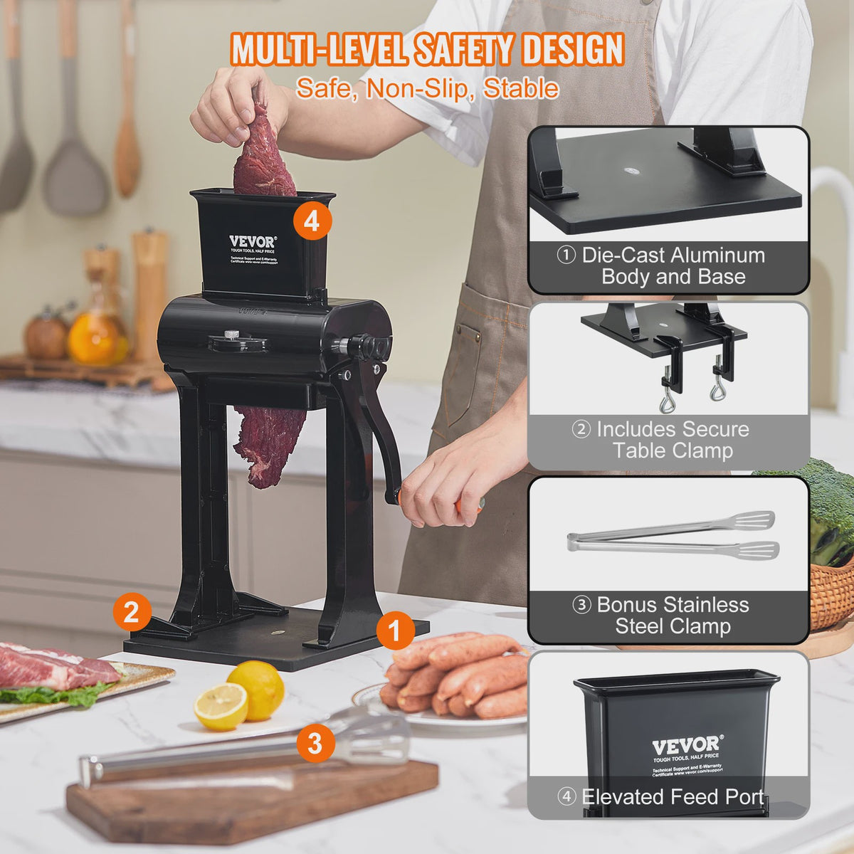 Professionele Vleesvermalser - Heavy Duty RVS Handmatige Keukenmachine