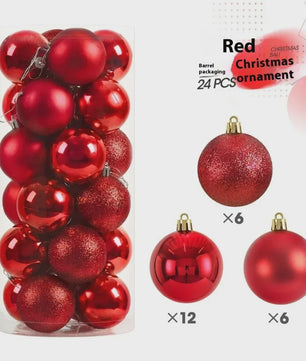 24x Kerstballen Set - 3/4/6cm - Multicolor & Glitter - Kerstboom Decoratie