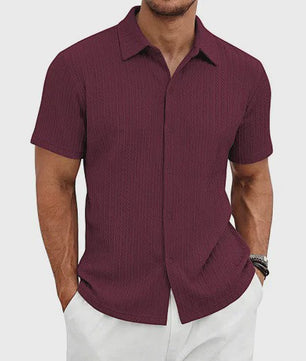 Herenshirt Korte Mouw Jacquard Zomer Casual Ademend - SediaXL