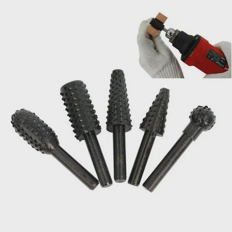 5-delige Houtsnijset Boren - Rotatie Burr Bits voor Houtbewerking