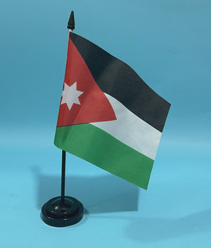 Bureauvlag Jordanië 14x21cm Polyester met Standaard - Decoratie voor Kantoor en Tafel