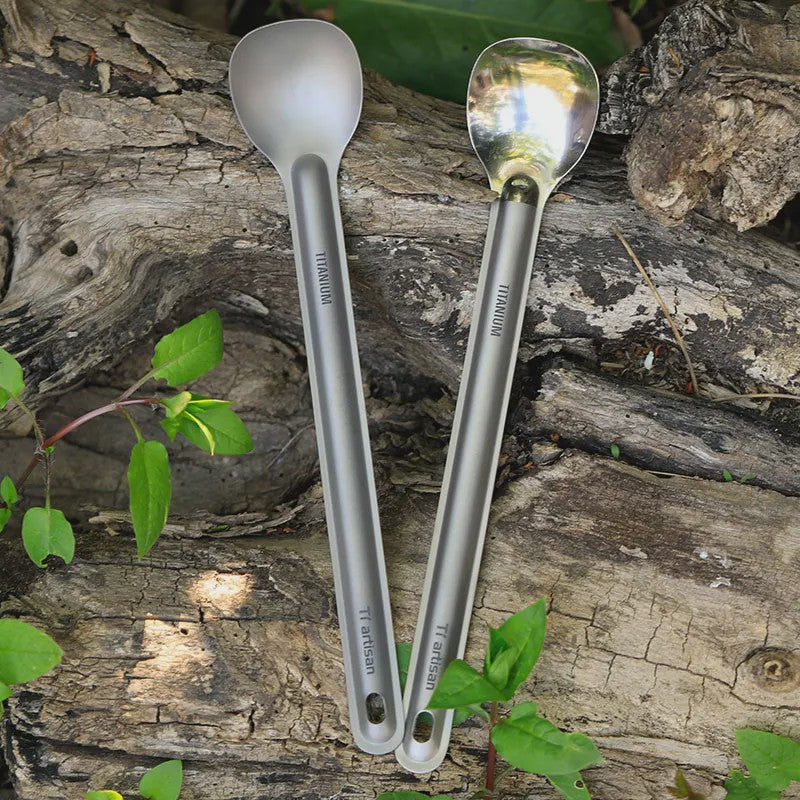 Tiartisan Titanium Spork: Ultralichte Lange Lepel & Vork voor Outdoor Avonturen