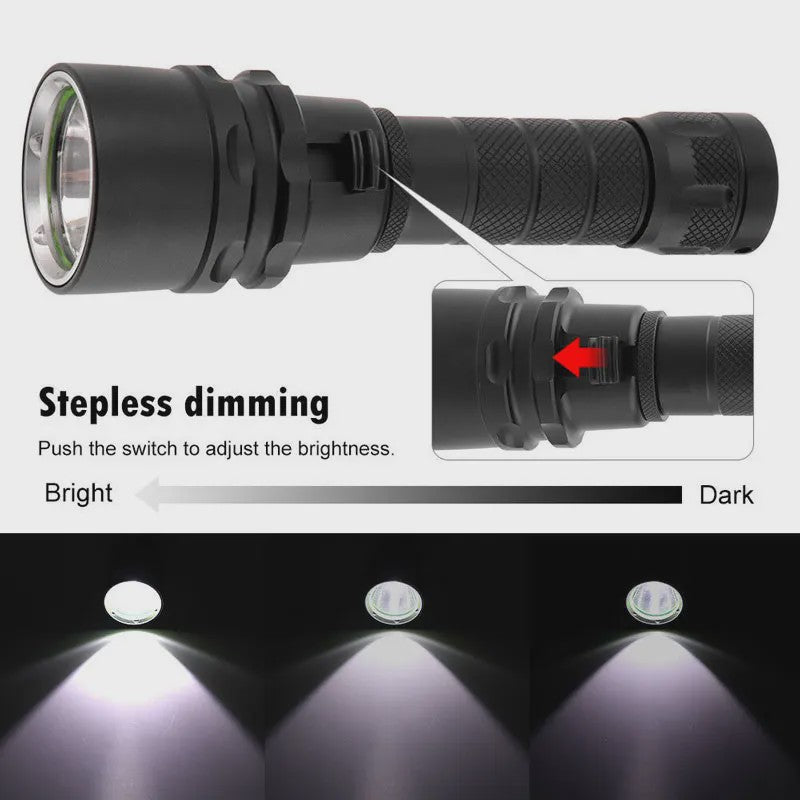 ESMARTER Professionele Duiklamp LED Super Fel T6/L2 Waterdicht met 18650 Batterij