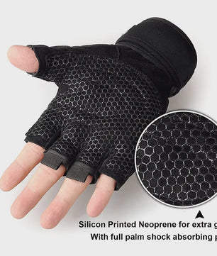 Half Vinger Trainingshandschoenen met Polsband - Fitness, Gewichtheffen, Fietsen
