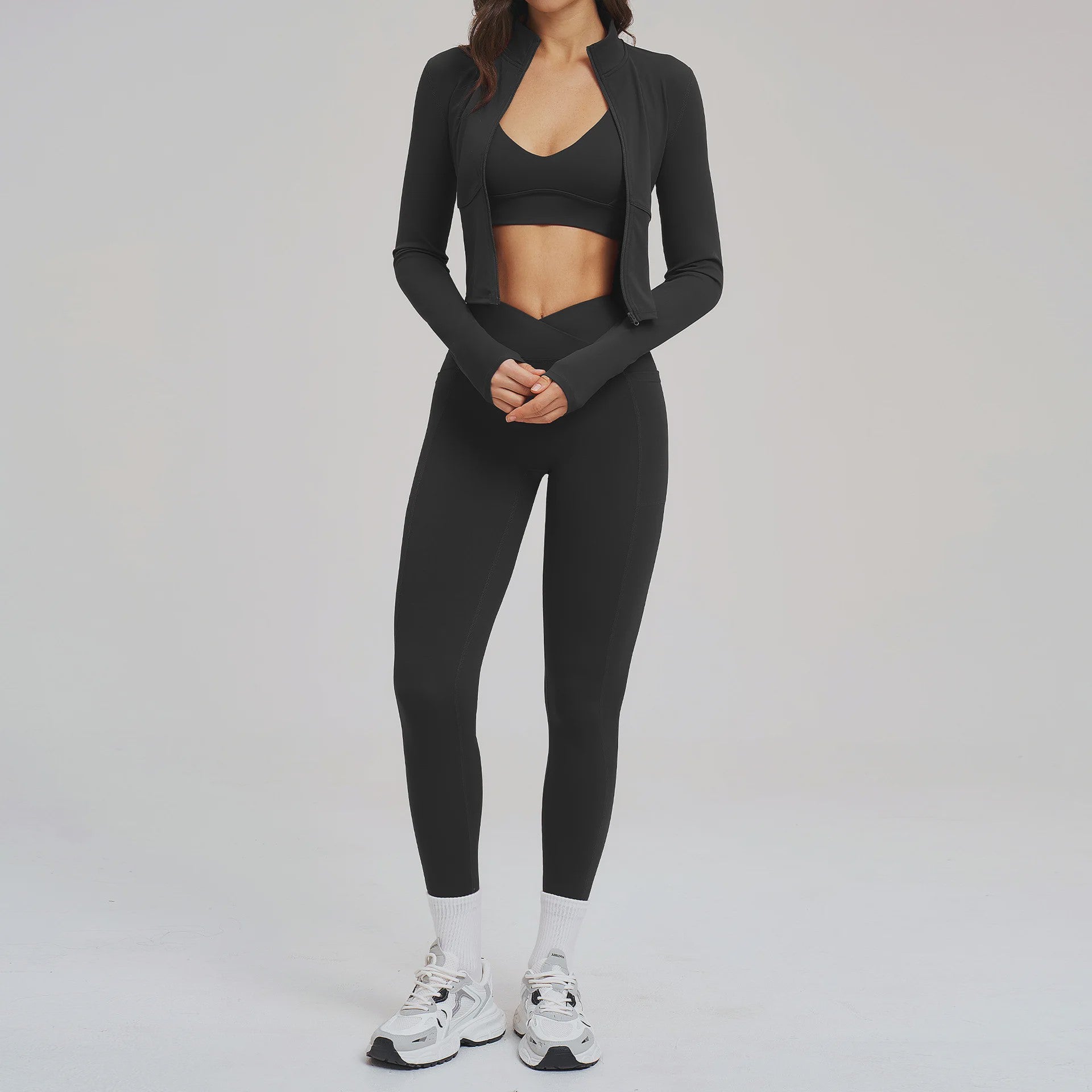 3-delige Yogaset Dames: Long Sleeve Top, Sport BH & Legging