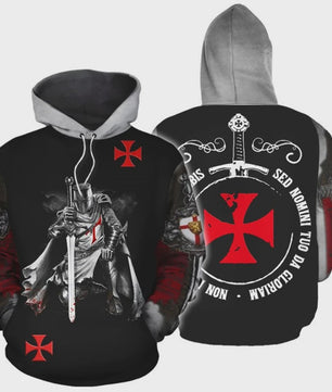 Herkomst Tempelier Pantser Hoodie - Middeleeuwse Stijl 3D Print Pullover voor Heren