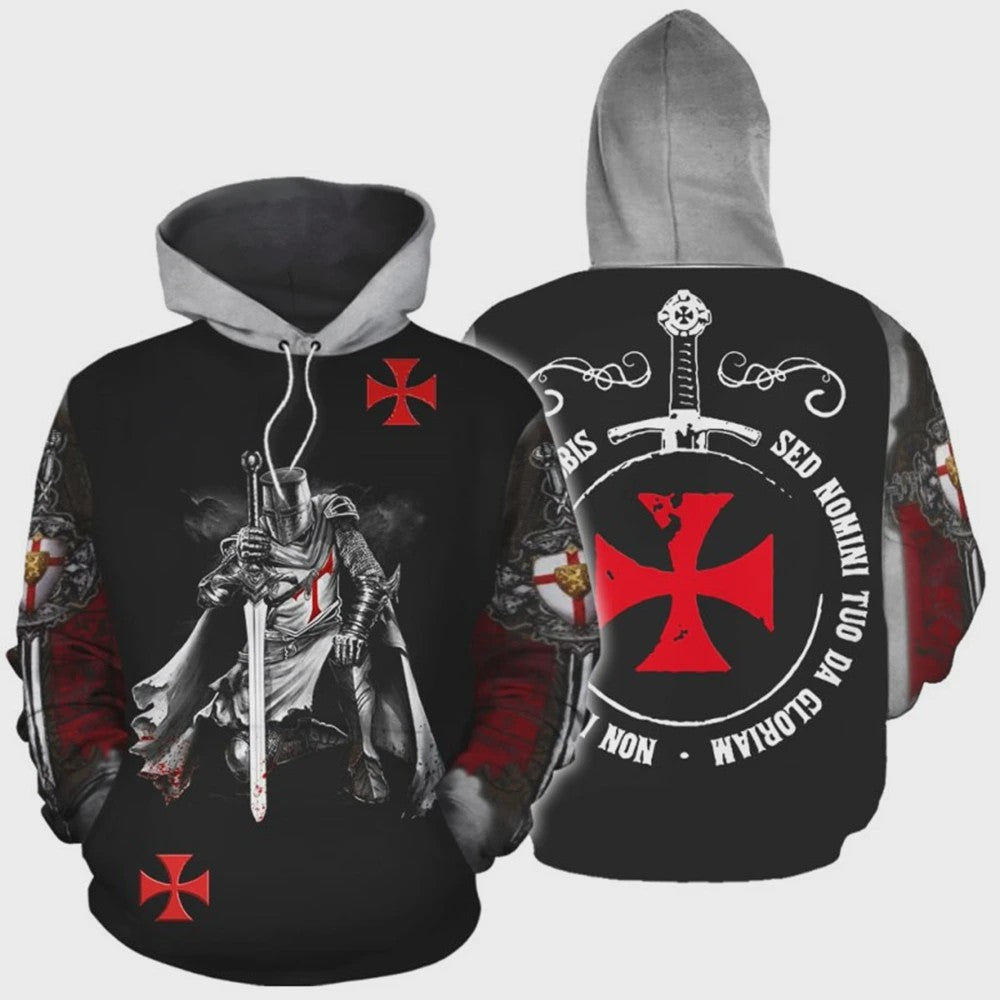 Herkomst Tempelier Pantser Hoodie - Middeleeuwse Stijl 3D Print Pullover voor Heren
