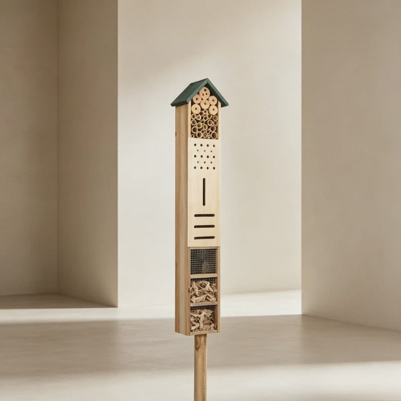 Houten Insectenhotel 150cm - Multifunctioneel & Rustiek Tuindecoratie voor Nuttige Insecten