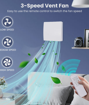 Bathroom Kitchen Extractor Fan Remote Control Multifunction Max 5.7W 3 Speeds DC Motor Check Valve Timer 100mm
