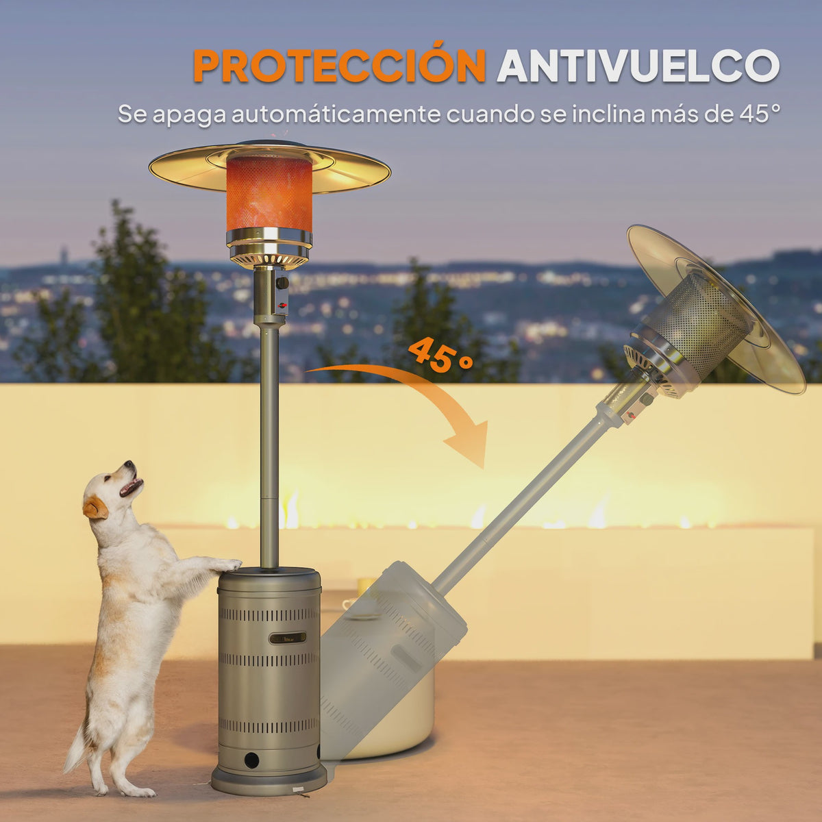 Outsunny Terrasverwarmer Gas 13000W - Draagbaar, Verstelbaar & Veilig