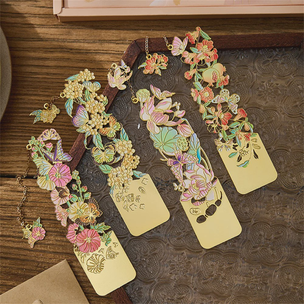 Luxe Metalen Bladwijzers - Retro Chinese Stijl met Bloemen & Vlinders