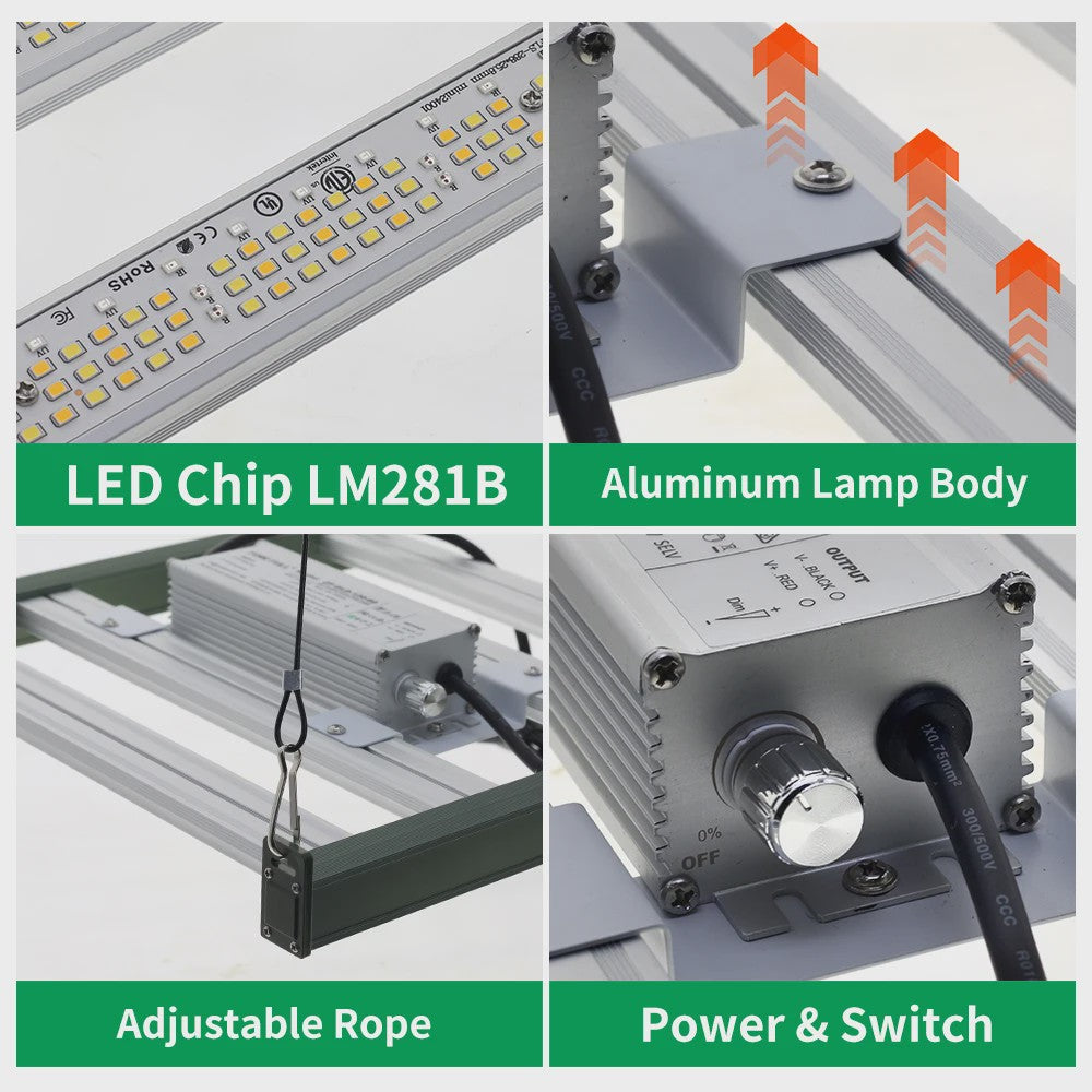 Full Spectrum LED Groeilamp 120W/200W/320W met UV & IR - Onafhankelijke Schakelaars