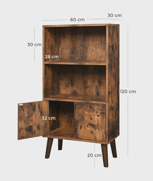 Rustieke Boekenkast met Deuren - 3 Niveaus - Vintage Design