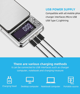 Precisie Digitale Weegschaal 200g/1000g - Hoge Nauwkeurigheid, USB Oplaadbaar