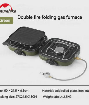 Naturehike Dubbele Camping Gasbrander 1700W met Grillplaat - Lichtgewicht & Draagbaar