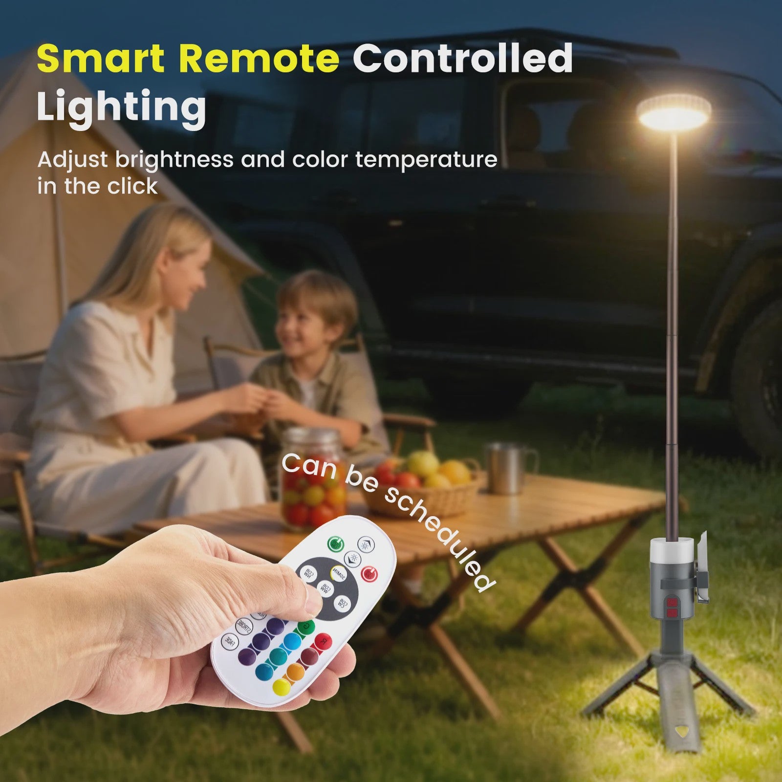 Telescopische Oplaadbare Campinglamp met Statief - LED Spotlight & Tafellamp met 4 Modi