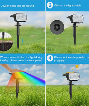 4x RGB LED Solar Tuinspots - Kleurrijk Verlichtingspakket - Waterdicht & 7 Modi