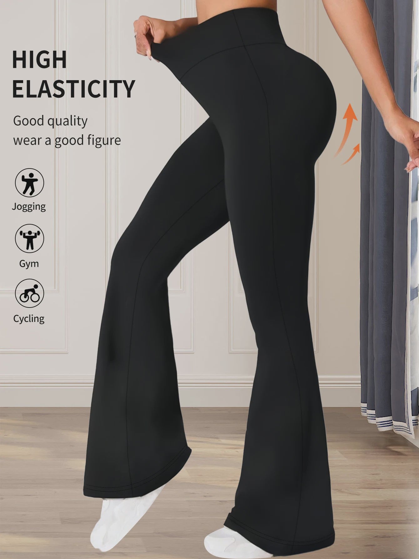 Dames Flare Broek Hoge Taille Zwart - Stijlvol & Comfortabel