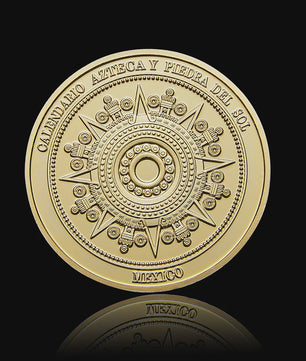 Gouden Azteken Zonnekalender Munt Mexico - Vintage Souvenir Collectible