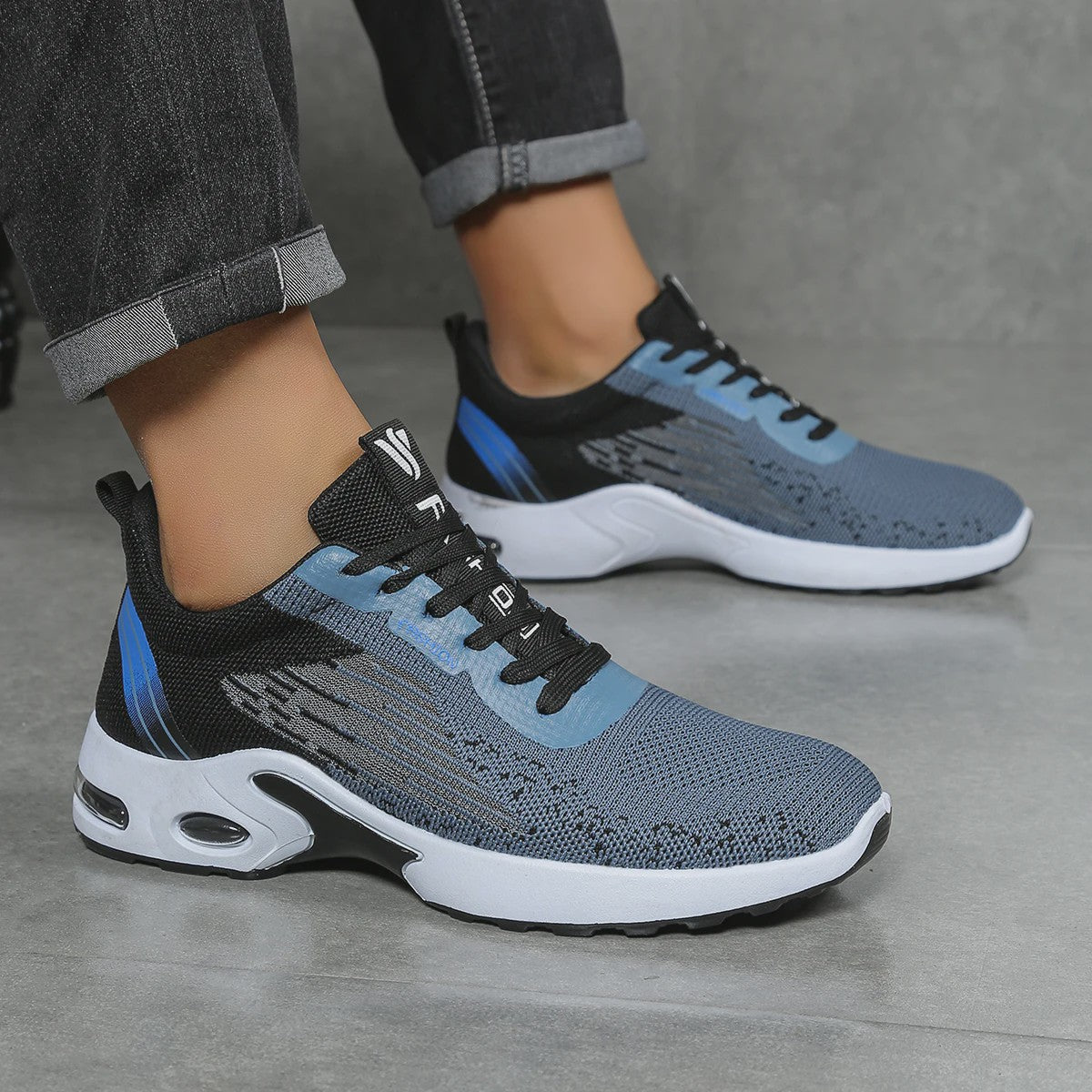 Heren Ademende Hardloopschoenen met Gebreid Mesh - Comfortabele Casual Schoenen voor Dagelijks Gebruik