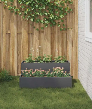2-Laags Plantenbak 100x60x45 cm Antraciet Staal - Verhoogd Buitenbed