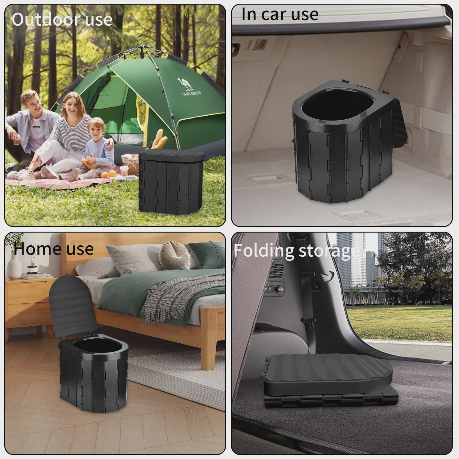 Draagbaar Camping Toilet - Opvouwbaar Kamperen, Auto & Buiten - Met Deksel