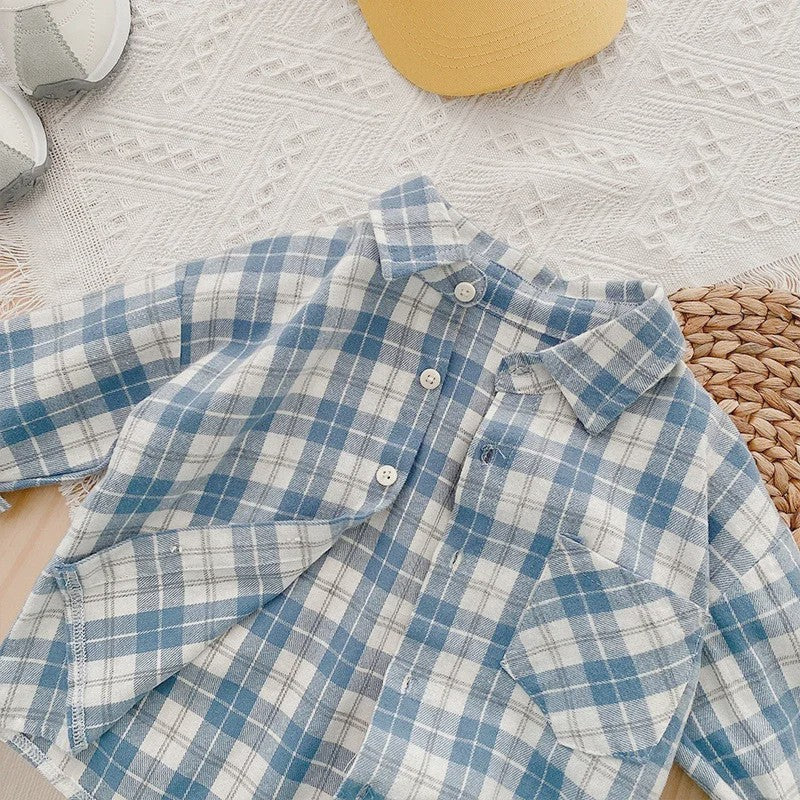 Lange Mouwen Jongens Shirt in Plaid Katoen - Perfect voor de Lente (1-4 Jaar)