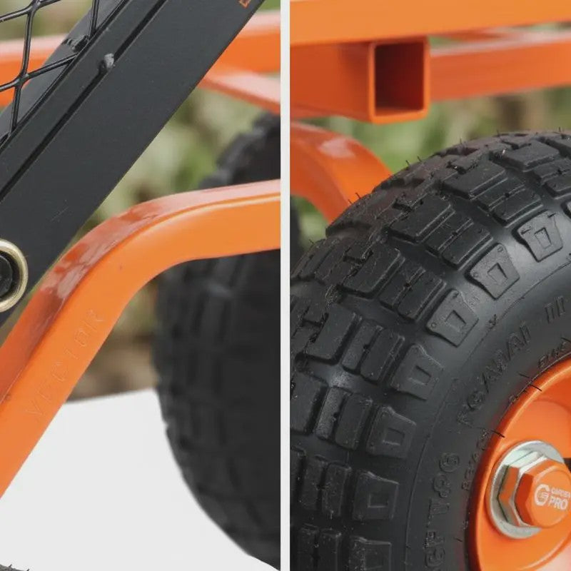 Metalen Kiepwagen Tuinwagen met 400 kg Laadvermogen en 25.4 cm Banden - Eenvoudig te Monteren
