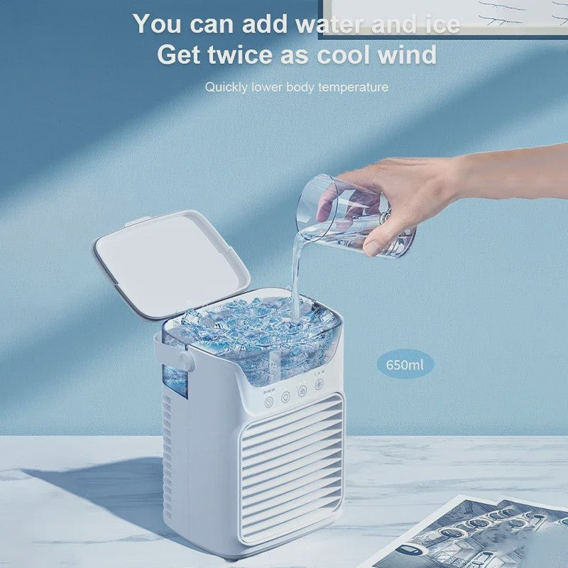 Draagbare 3-in-1 Air Cooler: Ventilator, Luchtkoeler & Luchtbevochtiger met LED Nachtlampje