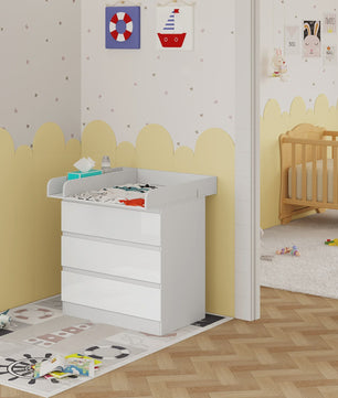 Moderne Witte Ladekast met 3 Lades - Stijlvolle Opbergkast voor Slaapkamer, Woonkamer of Babykamer