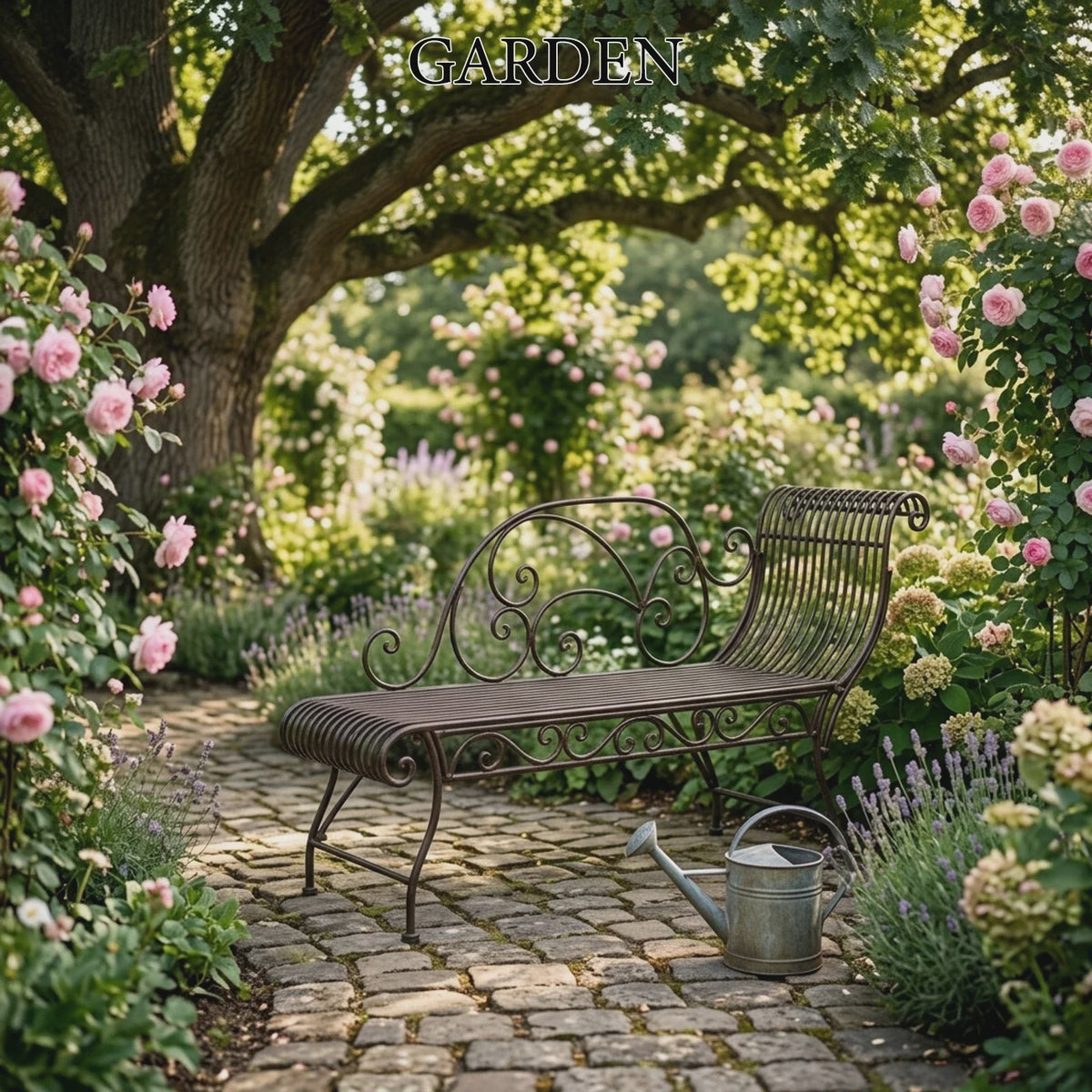 Vintage Metalen Buitenbank - Weerbestendige Tuinbank voor 2-3 Personen