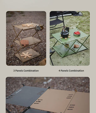Mountainhiker Opvouwbaar 3-laags Outdoor Opslagrek - Draagbaar Kampeerrek voor Tuin, BBQ & Picknick