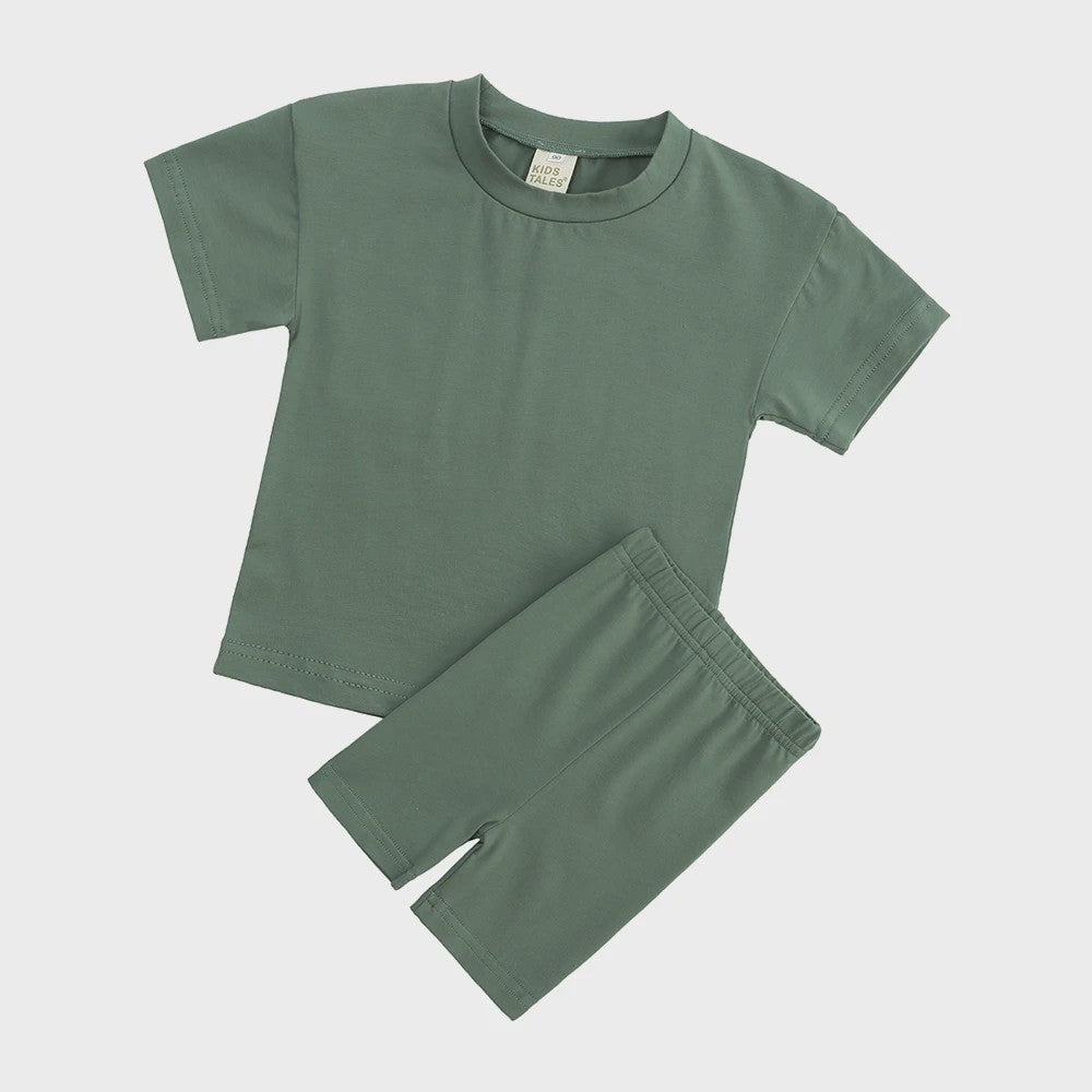 Katoenen Kinderkleding Set: T-shirt & Biker Shorts voor Jongens en Meisjes (1-13 Jaar)