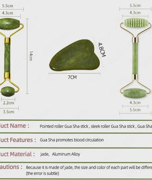 Gua Sha Jade Roller & Schraper Set - Gezichts- en Lichaamsmassage voor Huidverbetering