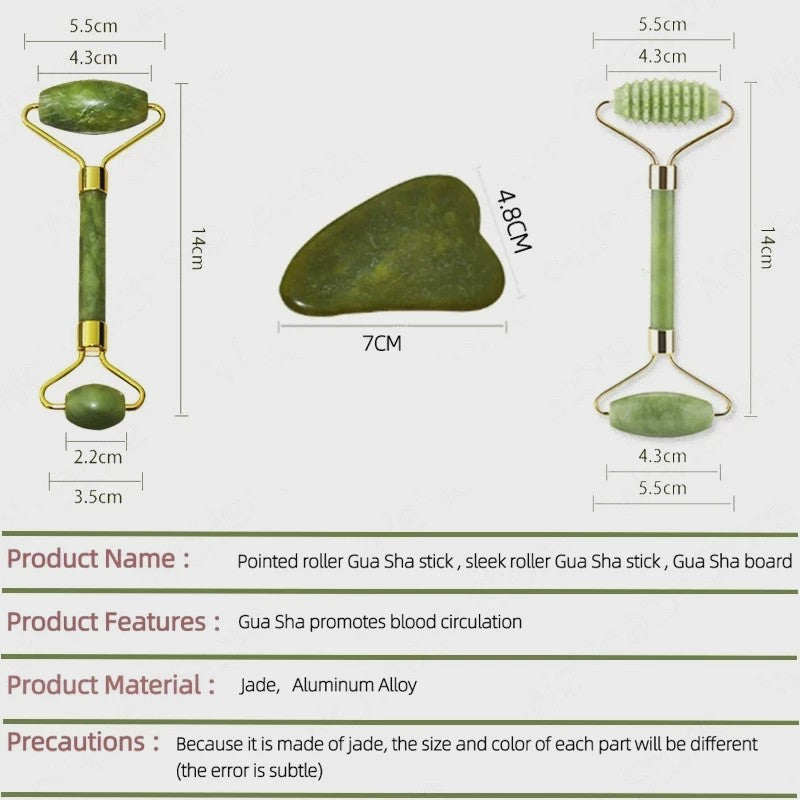 Gua Sha Jade Roller & Schraper Set - Gezichts- en Lichaamsmassage voor Huidverbetering