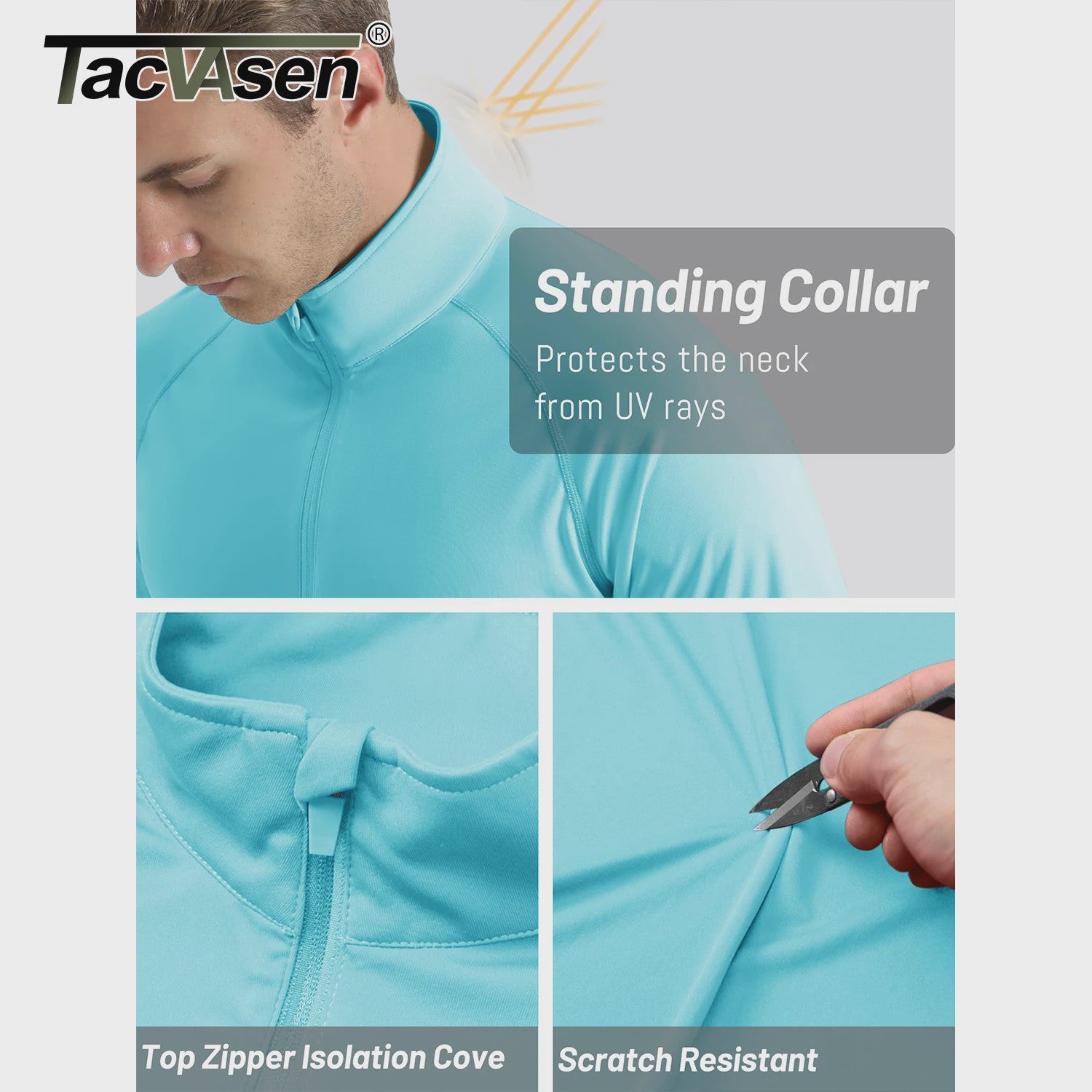 TACVASEN Heren UV Bescherming T-shirt Lange Mouw - UPF50+ Sneldrogend