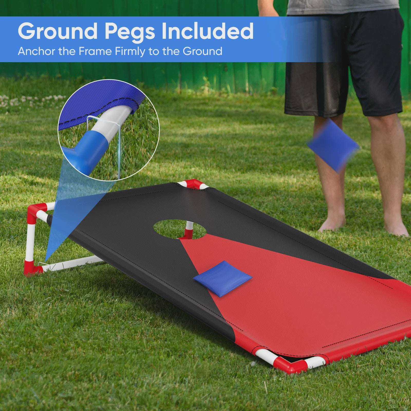 Draagbare Cornhole Toss Set - Outdoor Spel met 8 Bean Bags & Draagtas (3 x 2 Ft)