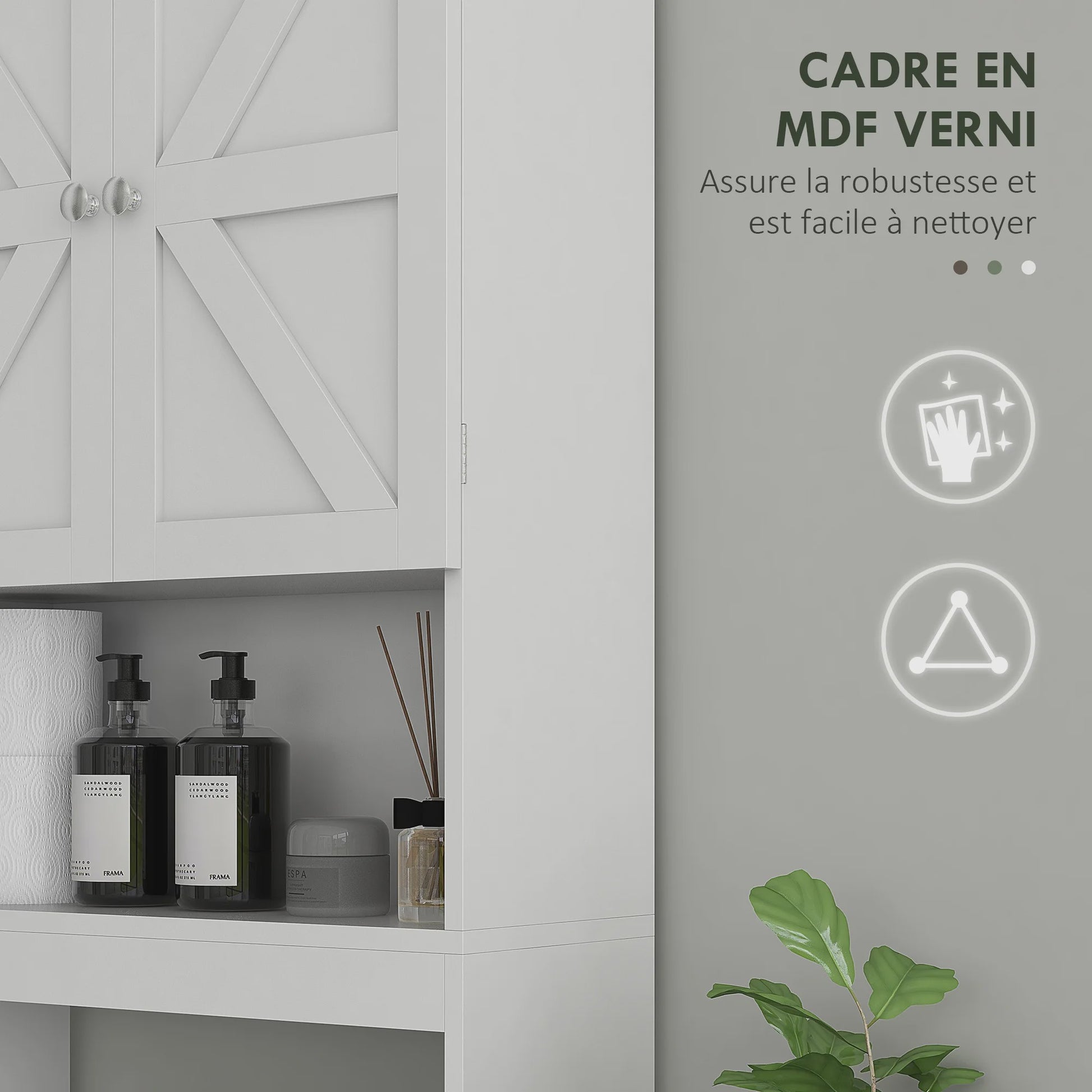 HOMCOM Bovenkast Badkamer Wit - Ruime Opbergkast met 2 Deuren en Plank