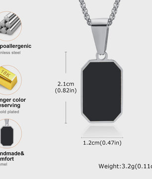 Stijlvolle RVS Hanger met Zwart Emaille - Geometric Dog Tag Ketting voor Mannen