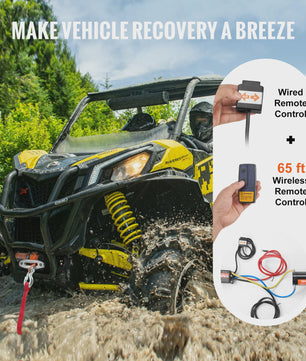 Elektrische Lier 4500lbs voor ATV/UTV met Synthetisch Touw, Draadloze & Bedrade Afstandsbediening, IP55 Waterdicht