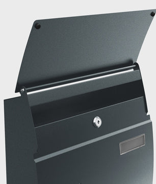 Wandbrievenbus met naamplaatje, sleutel en kijkvenster - Antracietgrijs