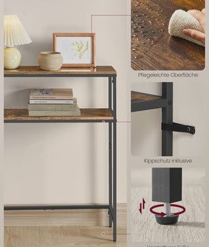 VASAGLE Console Tafel met 2 Planken & Laadstation - 80x20x80 cm - Hal & Woonkamer