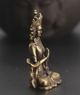 Retro Messing Boeddha Beeldje - Handgemaakt Zen Meditatie Decoratie