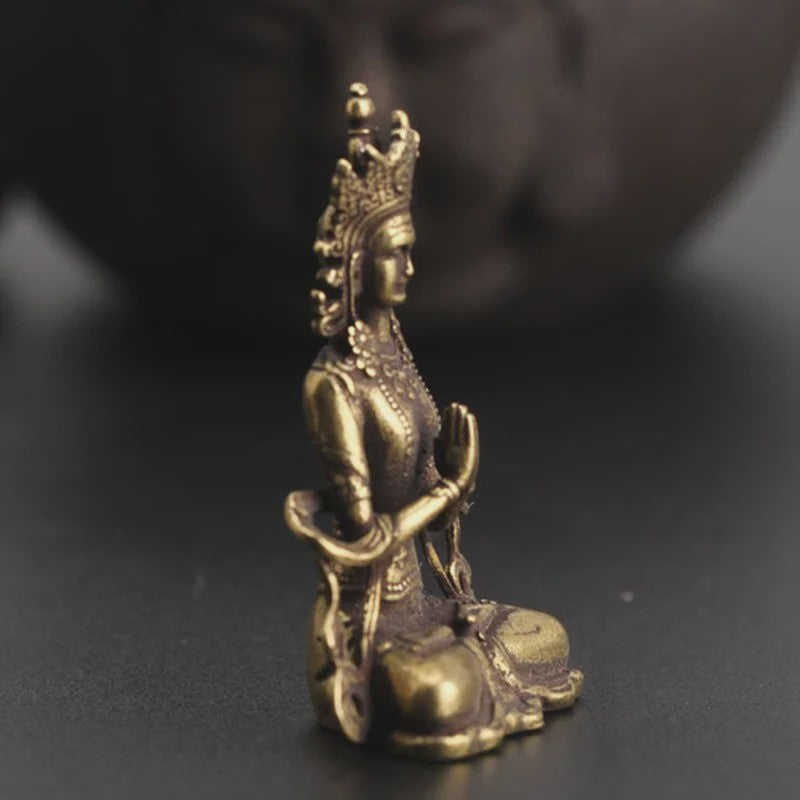 Retro Messing Boeddha Beeldje - Handgemaakt Zen Meditatie Decoratie