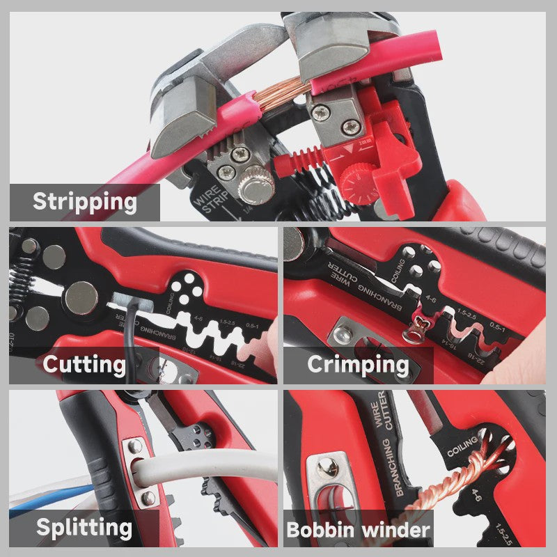 Multifunctionele Draadstripper: 5-in-1 Gereedschap voor Strippen, Knippen en Krimpen
