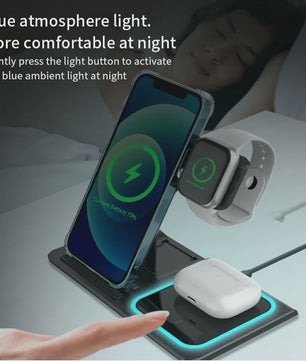 3-in-1 Draadloze Oplaadstandaard voor iPhone, Apple Watch & AirPods - Opvouwbaar