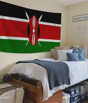 Kenya Vlag Banner - Duurzaam Polyester met 4 Ophangogen - Decoratie voor Binnen & Buiten