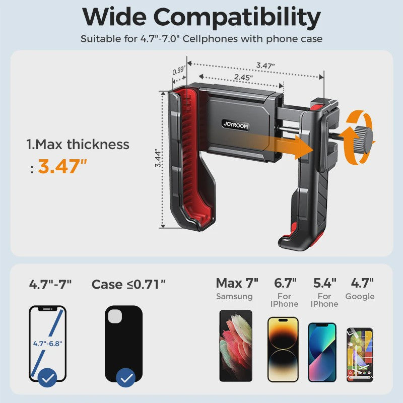 Joyroom Universele Fiets & Motor Telefoonhouder - Eenvoudige Bediening & Schokbestendig voor 4.7-7 inch