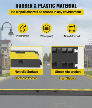 Robuuste Kabelgoot Rubber/PVC - 2 Kanalen - 5000kg Capaciteit - Verkeersdrempel